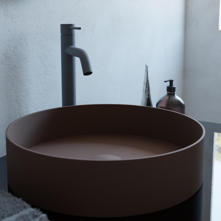 Scandtap Rare R håndvask, Ø37,5 cm, mat brun