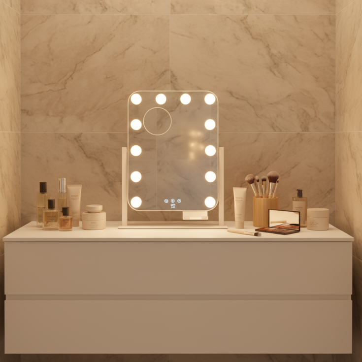 Wilfa EC Shine MI3W-D29 makeup spejl med lys, 35x43,8 cm, hvid