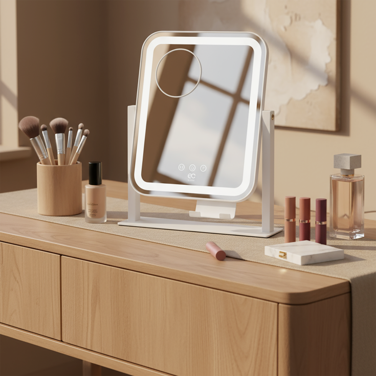 Wilfa EC Glowing MI4W-D25 makeup spejl med lys, 28,5x36 cm, hvid