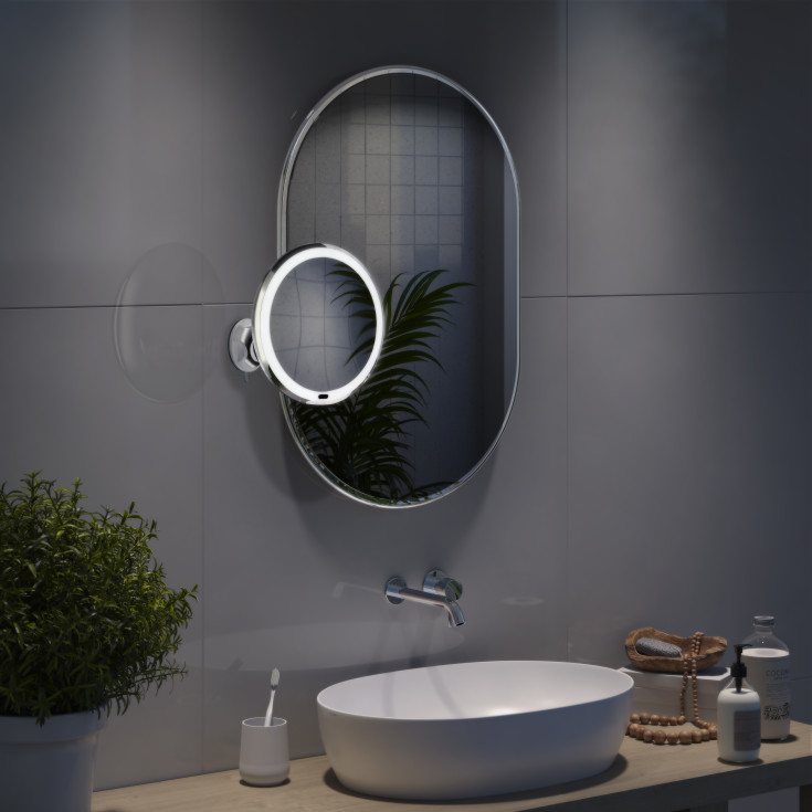 Beslagsboden Glow makeup spejl med lys, krom