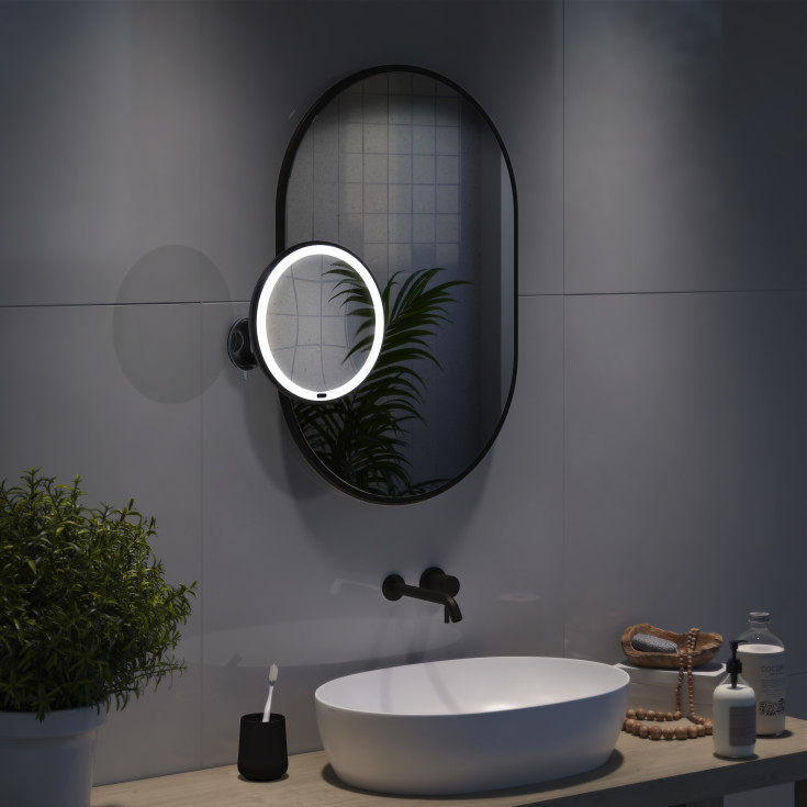 Beslagsboden Glow makeup spejl med lys, sort