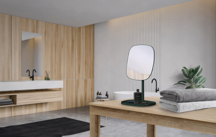 Beslagsboden Satin Square makeup spejl, grøn