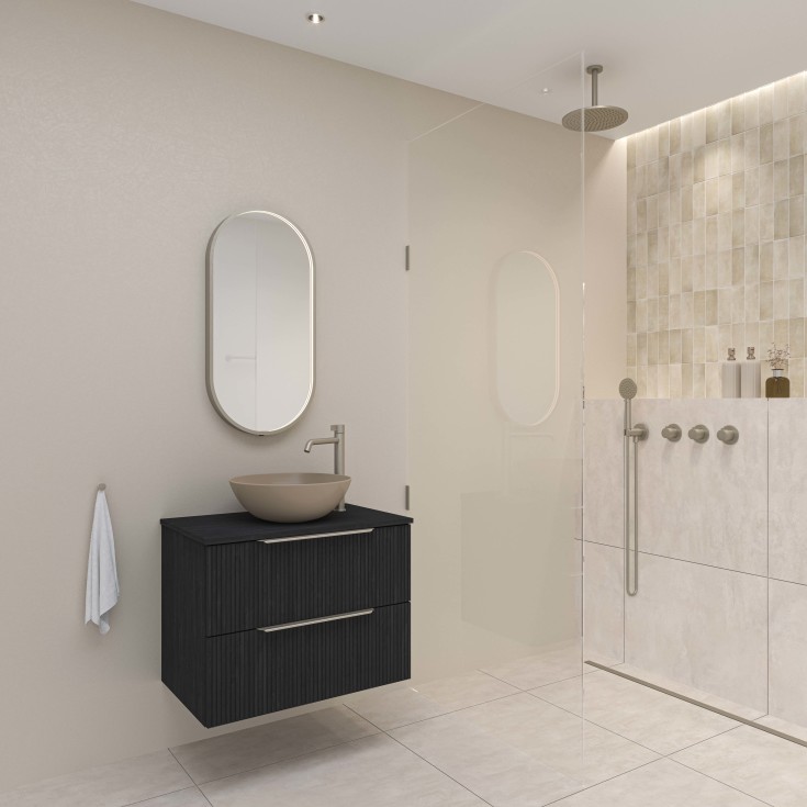 Sanibell Ink SP28 spejl med lys, børstet rustfrit stål, 40x80 cm