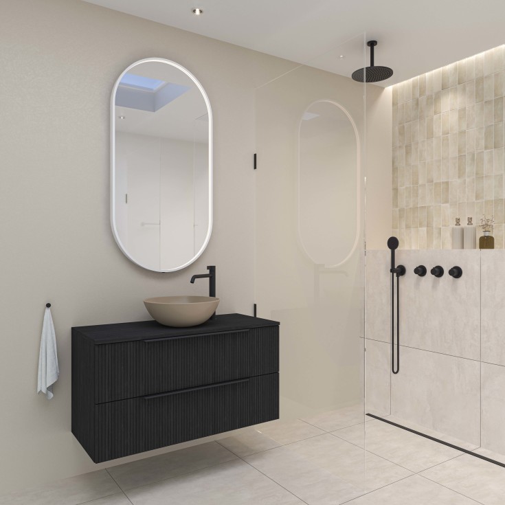 Sanibell Ink SP28 spejl med lys, mat hvid, 60x120 cm