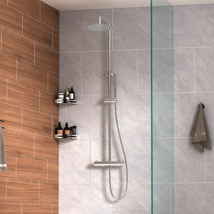 Lavabo Studio duschset, borstat rostfritt stål