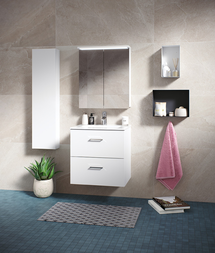 Kriss Skandi højskab, 30x120 cm, højre, hvid