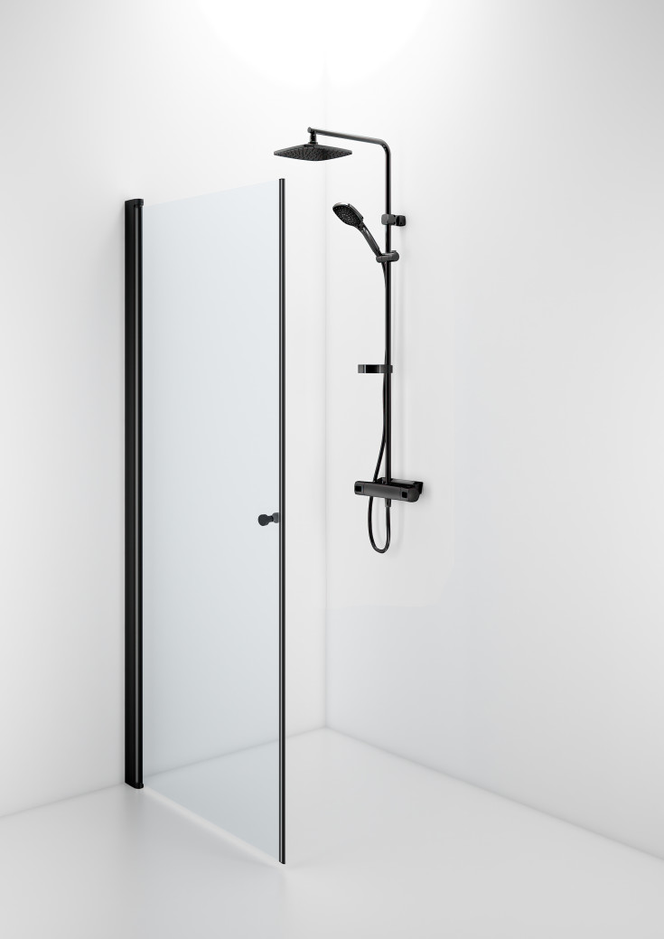 Contura Shower Space brusedør, 87 cm, frostet glas, sort profil