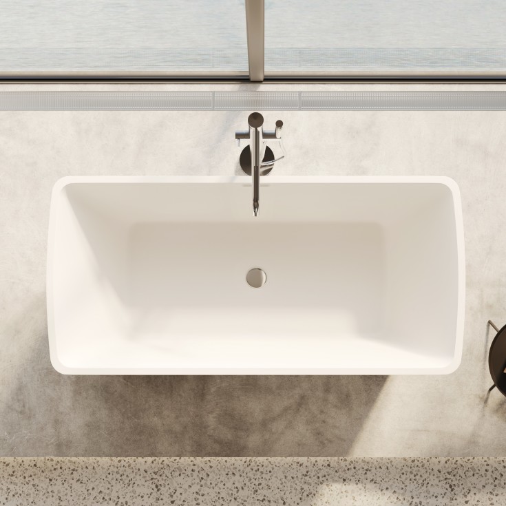 Strømberg Andria fritstående badekar, 1500 x 750 mm, mat hvid