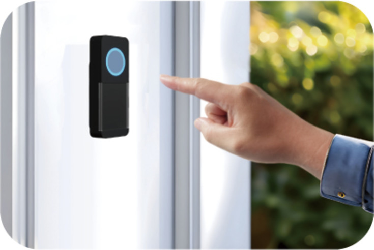 E-LIne Trådløs Dørklokke sæt med blå flash, sort