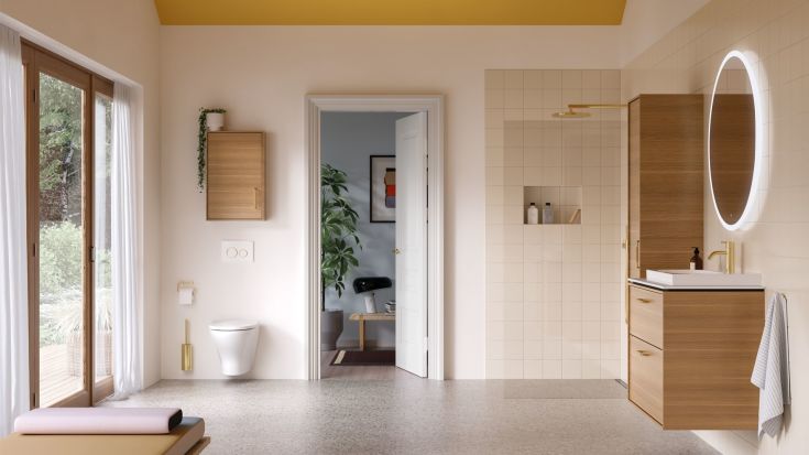 Geberit Sigma 20 Round betjeningsplate, hvit/gull