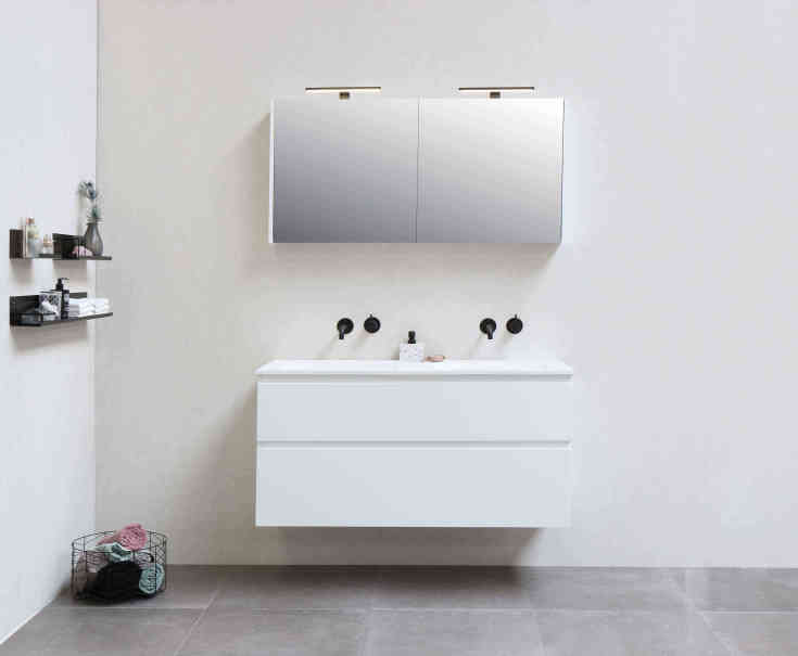 Sanibell Proline möbelpaket, 121x46 cm, vit högglans