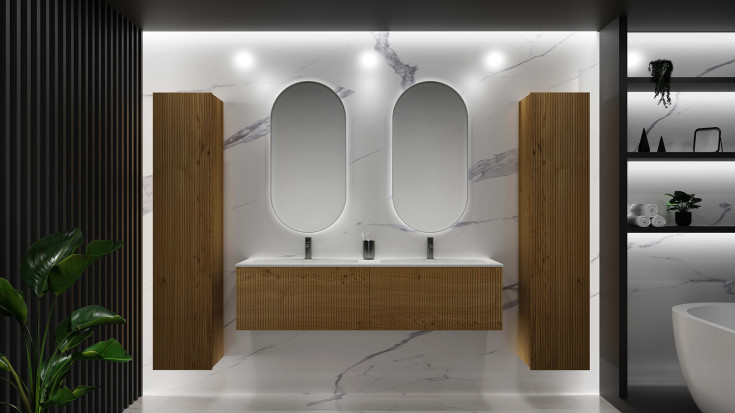 Sanibell Ink SP21 spejl med lys, dæmpbar, dugfri, hvid, 60x120 cm