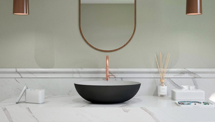 Ideavit SolidThin-39 håndvask, Ø39 cm, mat sort/hvid