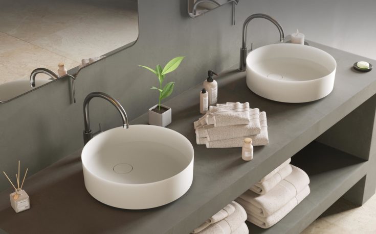 Ideavit SolidFloat-40 håndvask, Ø40 cm, mat hvid