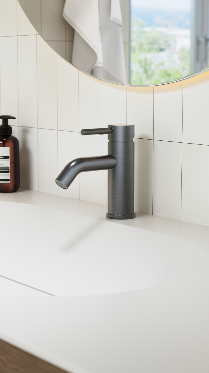 Zen Sanitary Slimline håndvaskarmatur, sort krom