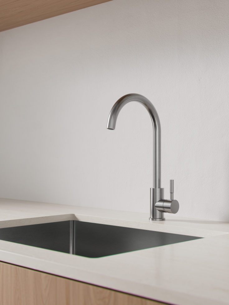 Zen Sanitary køkkenarmatur, børstet rustfrit stål