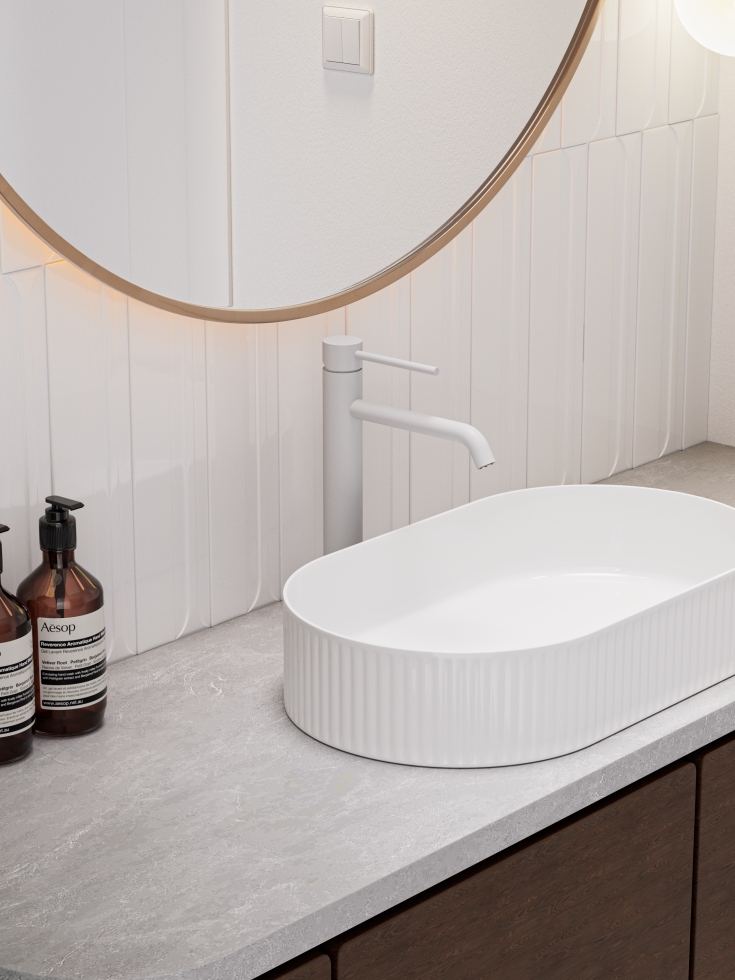 Zen Sanitary Slimline håndvaskarmatur, hvid