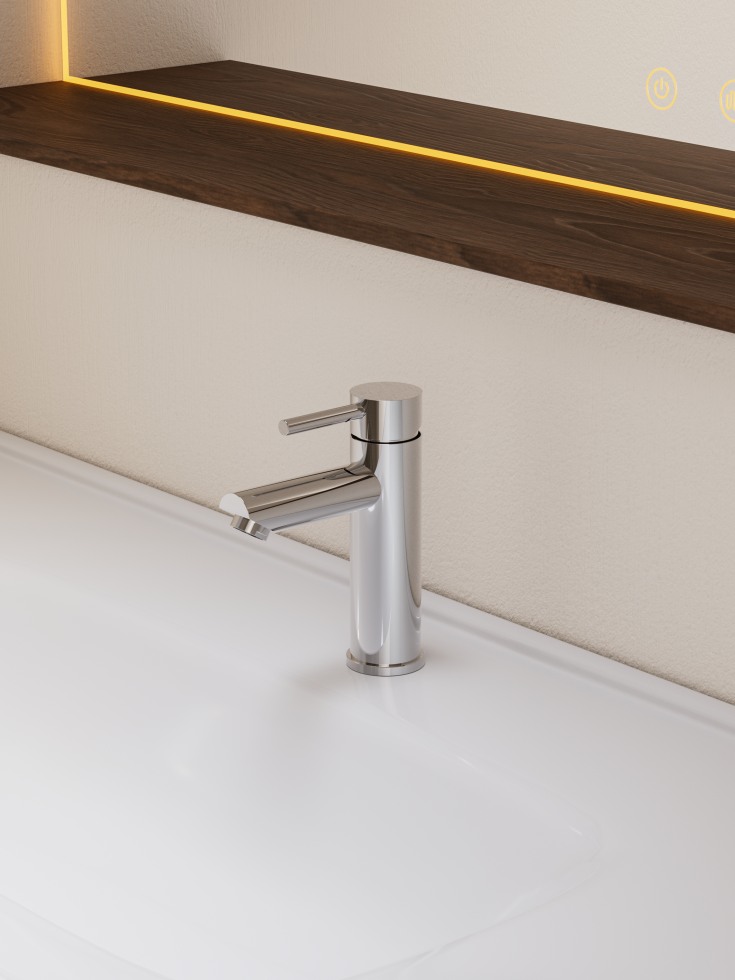 Zen Sanitary Slimline tvättställsblandare, rostfritt stål