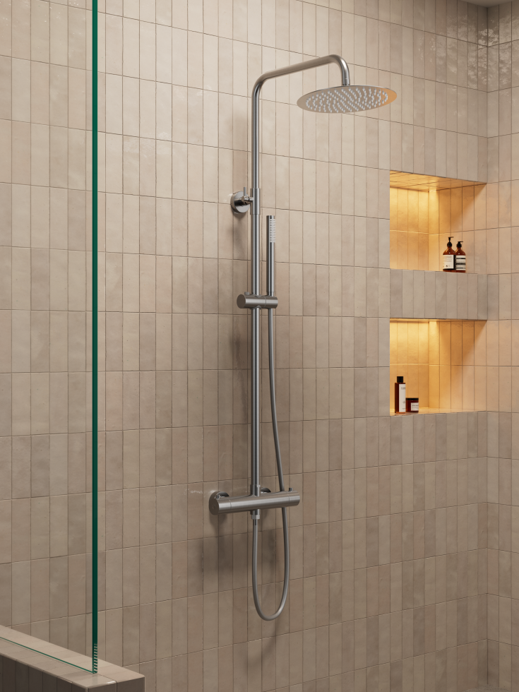 Zen Sanitary brusesæt, børstet rustfrit stål