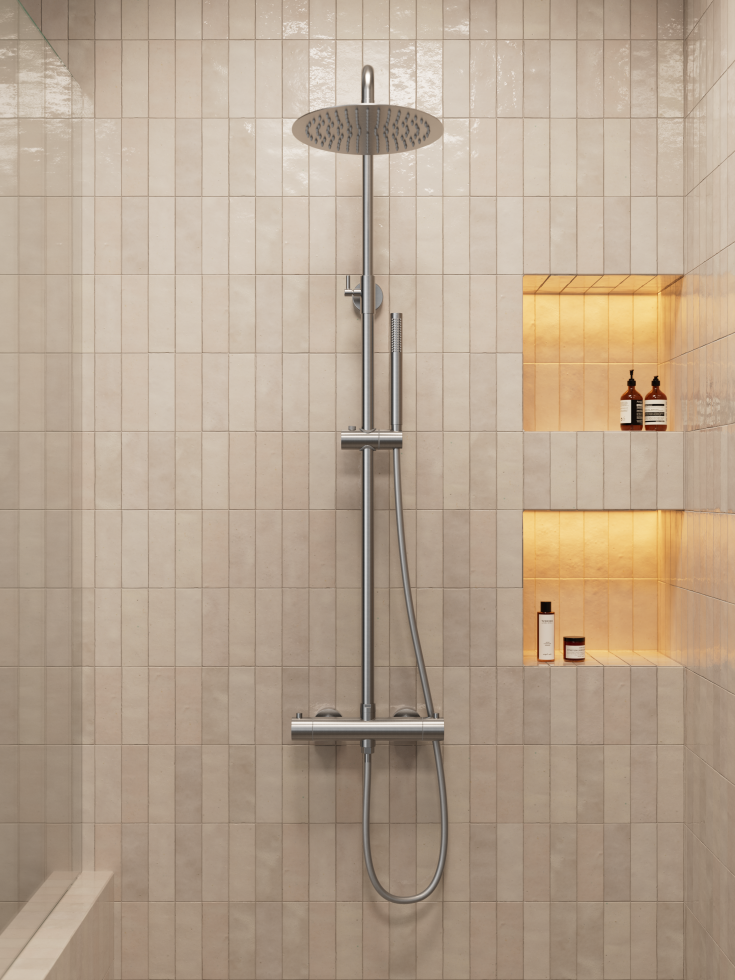 Zen Sanitary brusesæt, børstet rustfrit stål