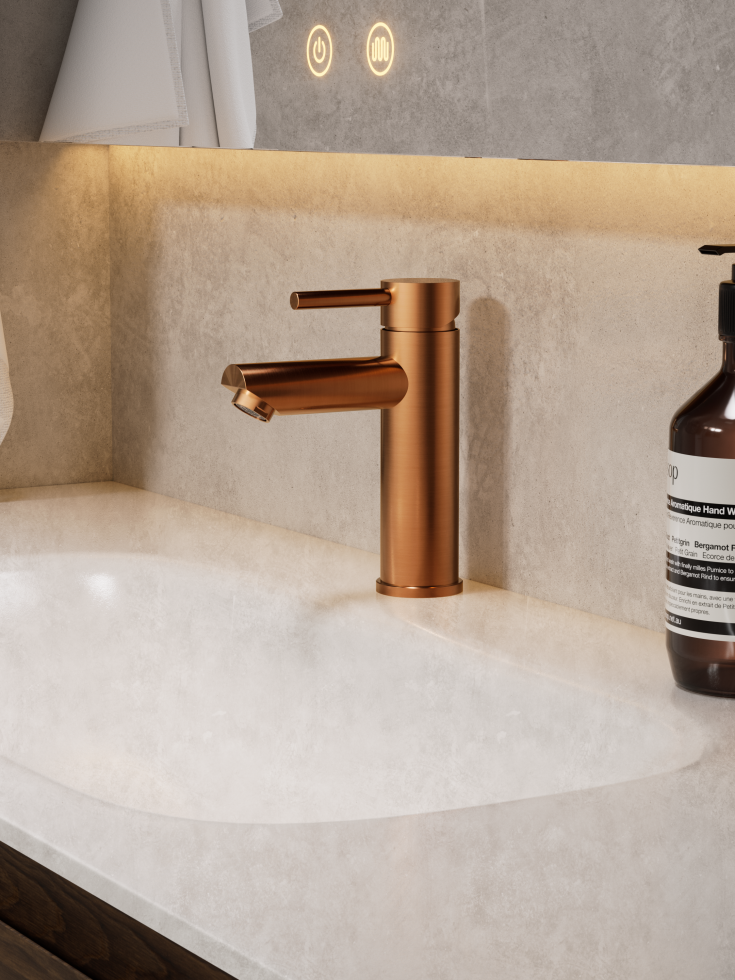 Zen Sanitary Slimline tvättställsblandare, koppar