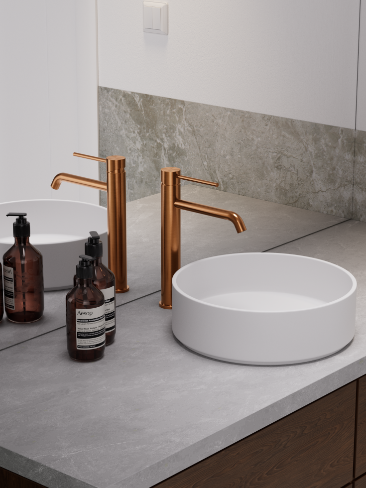 Zen Sanitary Slimline tvättställsblandare, koppar