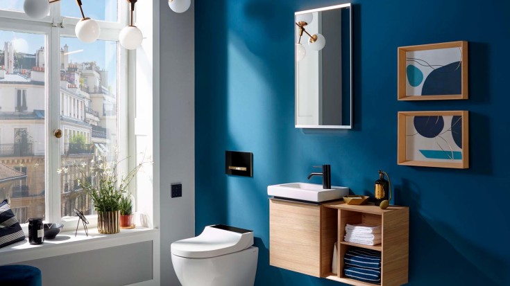 Geberit AquaClean Tuma Comfort douchetoilet, back-to-wall, sort/hvid