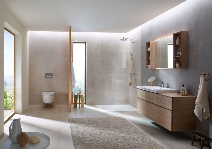 Geberit Option Plus Square spejl med lys, dæmpbar, dugfri, 105x70 cm, sort