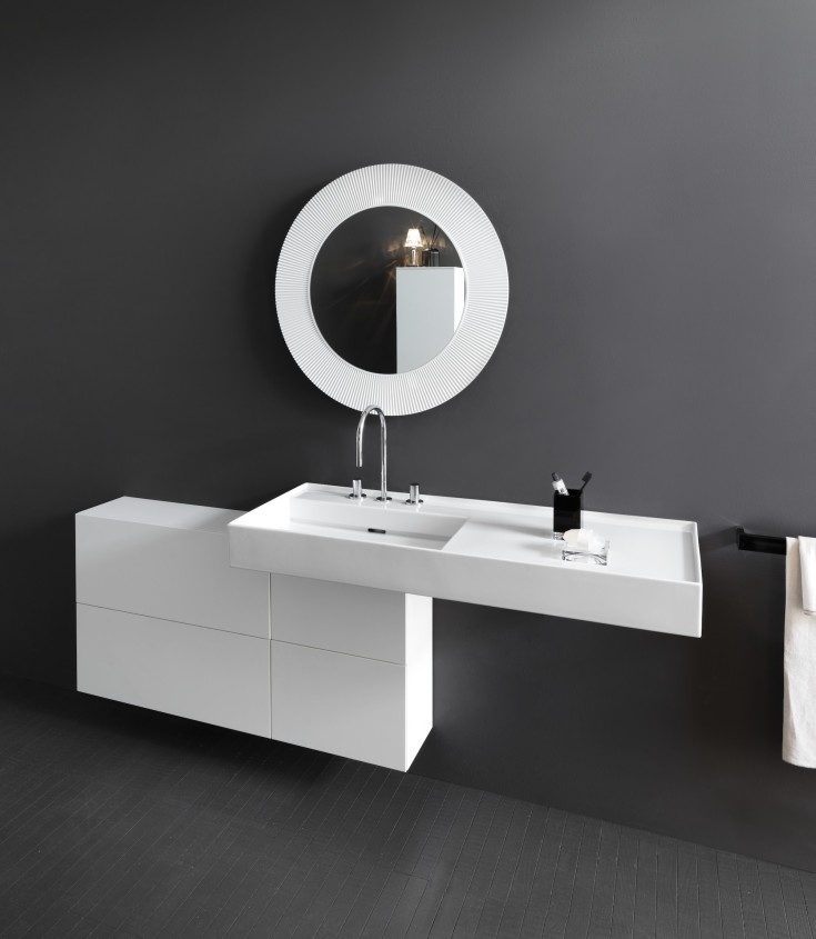 Kartell Laufen servant, 120x46 cm, venstre, matt hvit