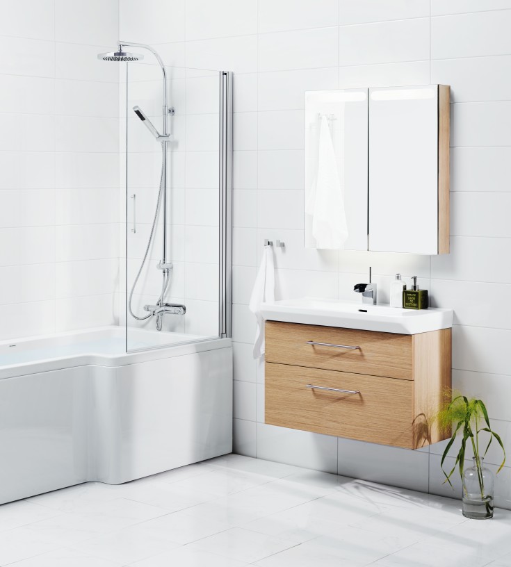 Svedbergs Z150 badekar, 150x85cm, højre, hvid