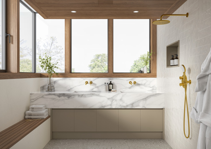 Damixa Silhouet håndbruser, vandbesparende, børstet messing