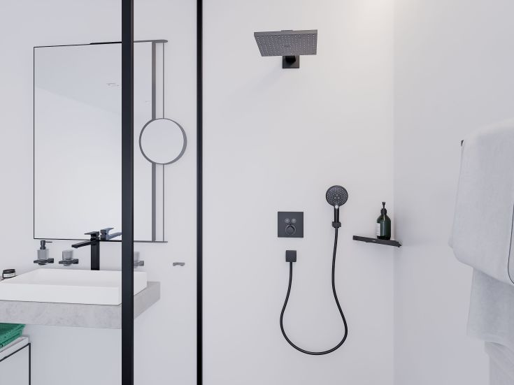 Hansgrohe Raindance E brusehoved, 30x30 cm, mat sort