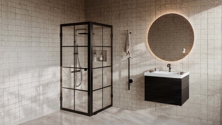 Svedbergs Valje spejl med lys, Ø80 cm