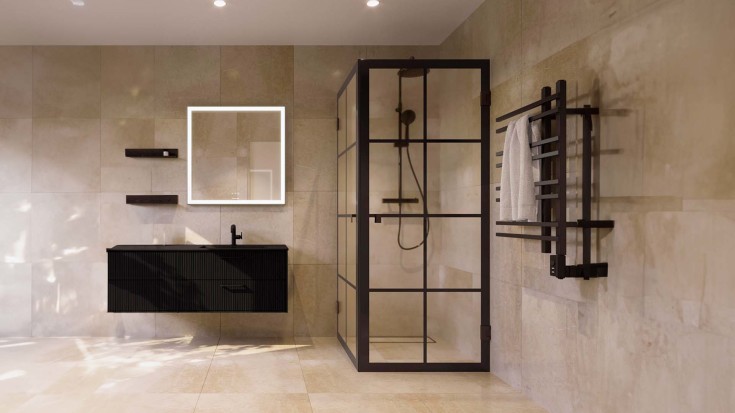 Svedbergs Vento håndklædetørrer, kombi, 55x80 cm, matt sort