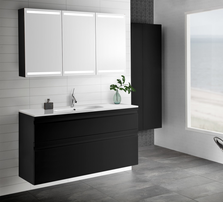 Dansani Mido+ Select spejlskab, 120x64 cm, sort