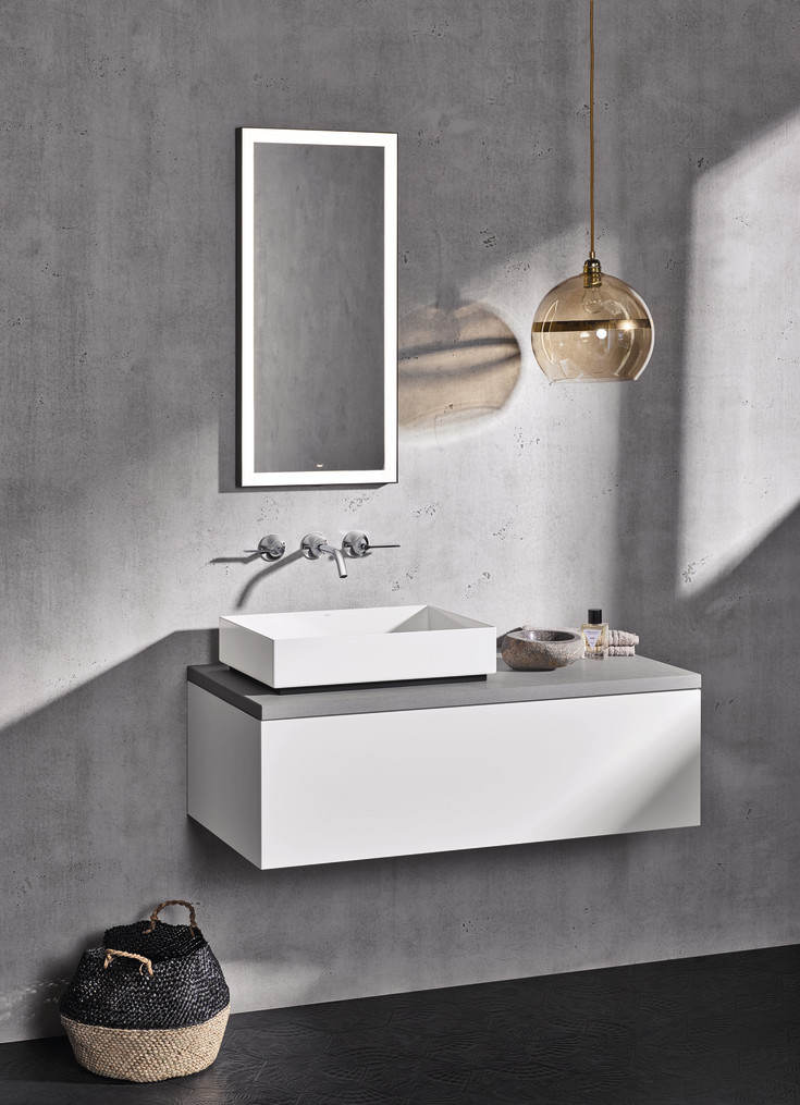 Alape spejl med lys, dæmpbar, 50x100 cm, sort