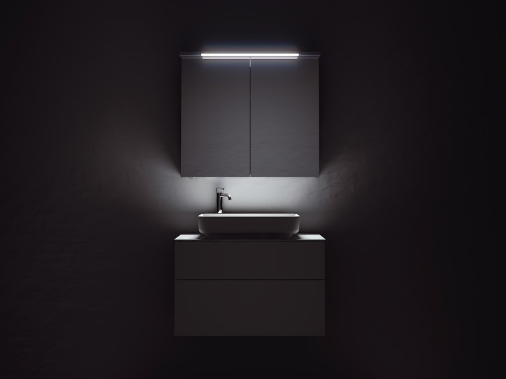 Svedbergs Skuru spejlskab med lys, 80x72,5 cm, hvid