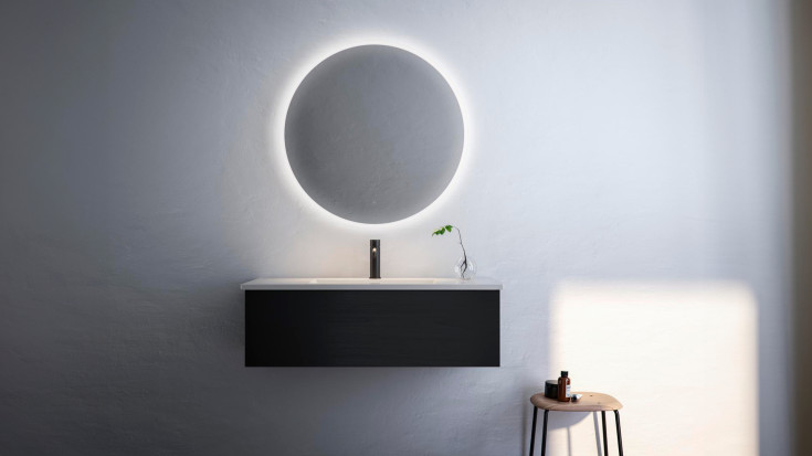 Svedbergs Valje spejl med lys, Ø60 cm