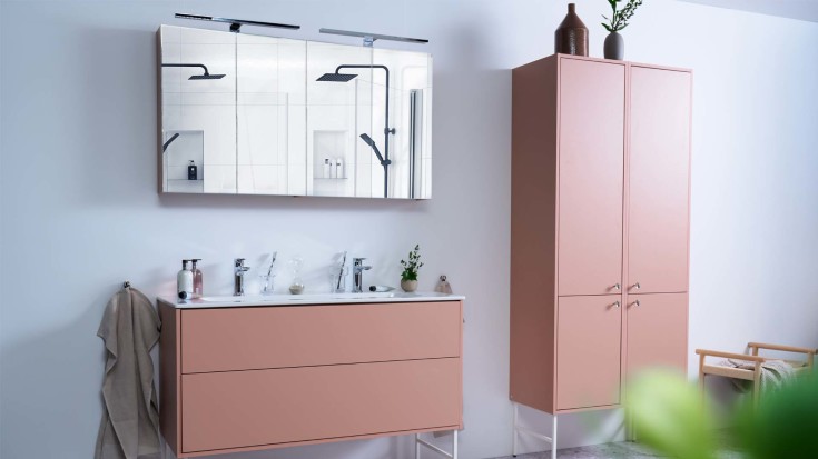 Gustavsberg Artic højskab, 39,9x165 cm, lyserød