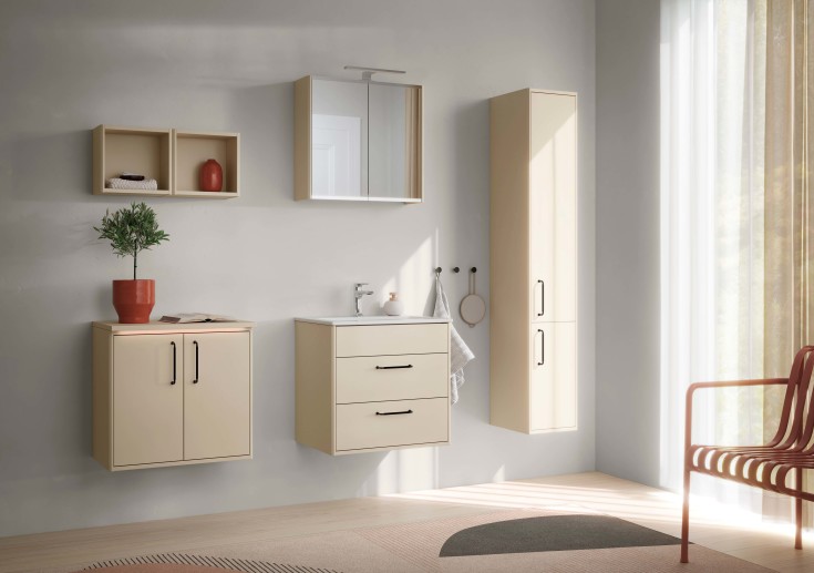 Gustavsberg Artic spejlskab med lys, 59,4x66,2 cm, rosa