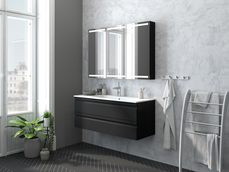 Dansani Mido+ Select spejlskab, 120x64 cm, sort