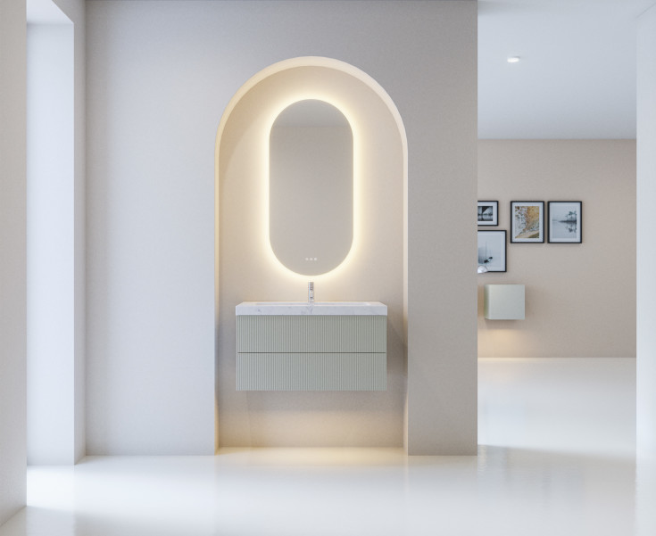 Dansani Corona spejl med lys, dæmpbar, touch, 105x50 cm