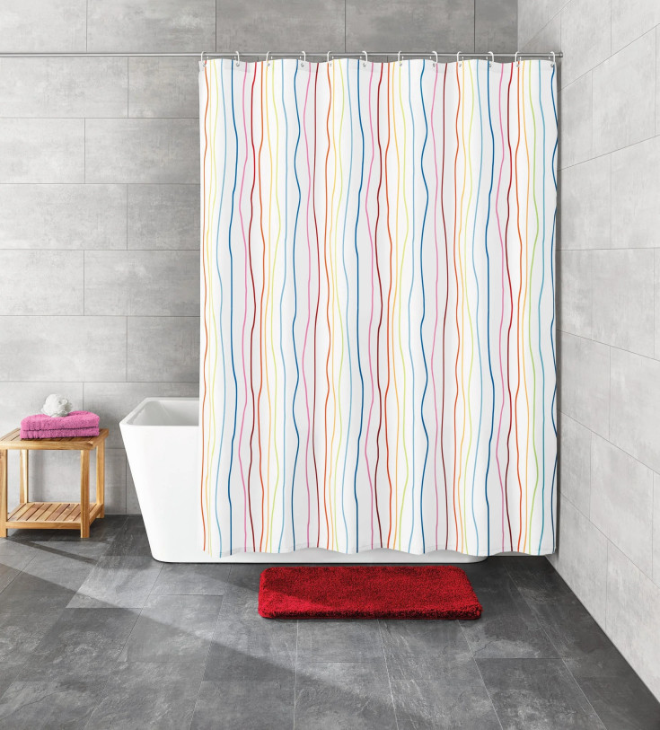 Kleine Wolke Jolie dusjforheng, 180x200 cm, hvit/multi
