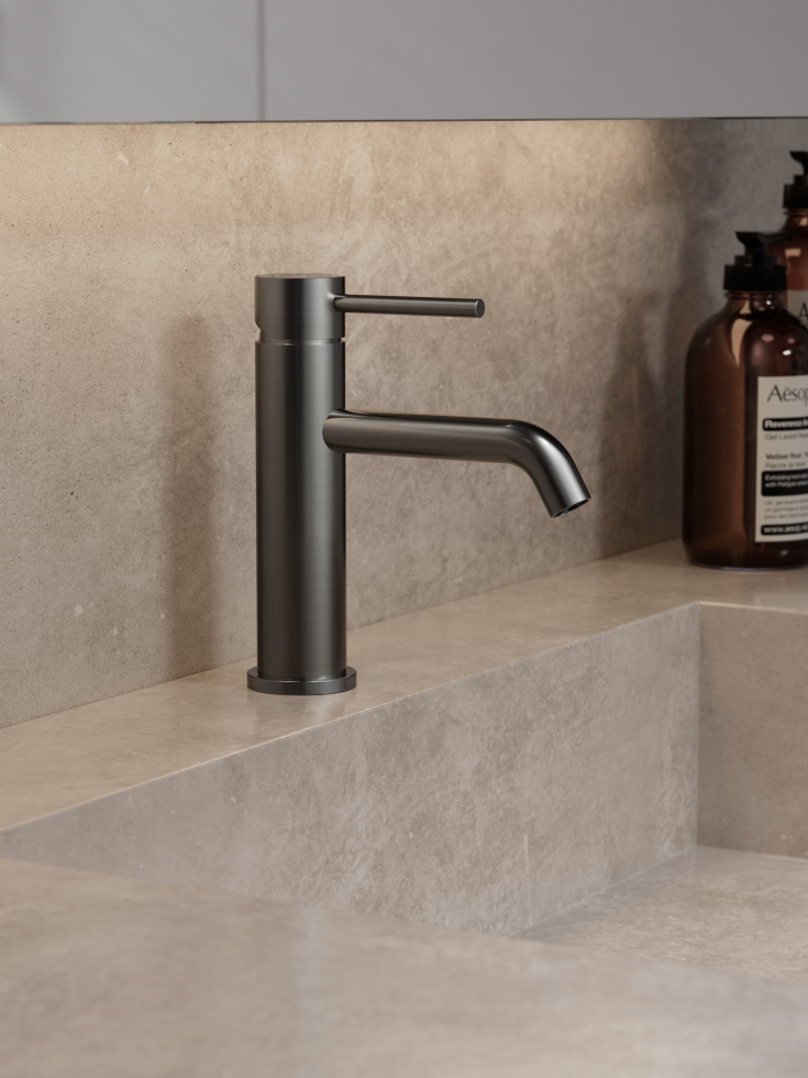 Zen Sanitary Slimline tvättställsblandare, svart krom
