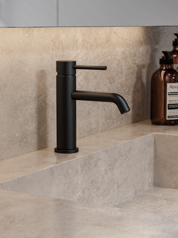 Zen Sanitary Slimline tvättställsblandare, svart