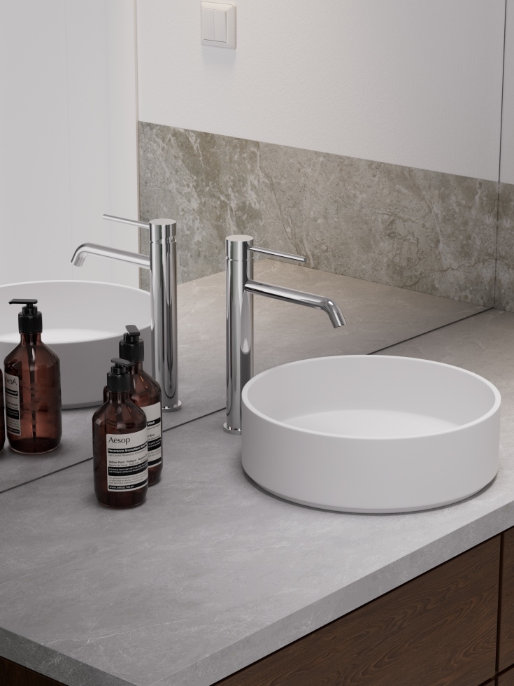 Zen Sanitary Slimline tvättställsblandare, rostfritt stål