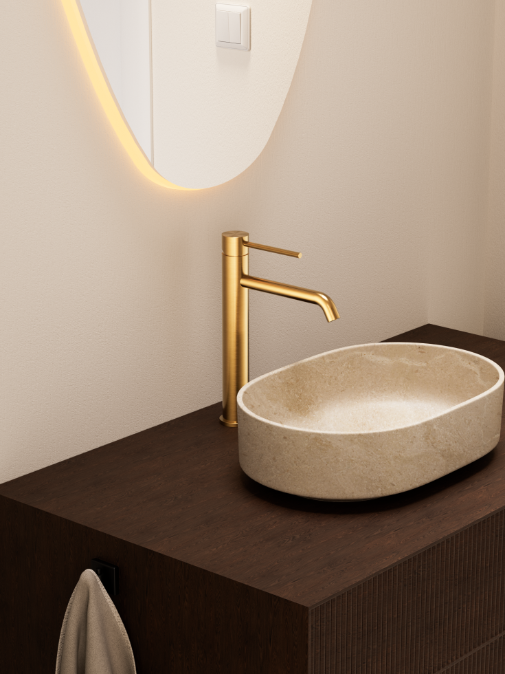 Zen Sanitary Slimline tvättställsblandare, mässing