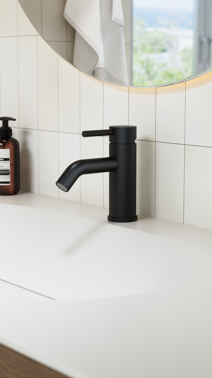 Zen Sanitary Slimline tvättställsblandare, svart