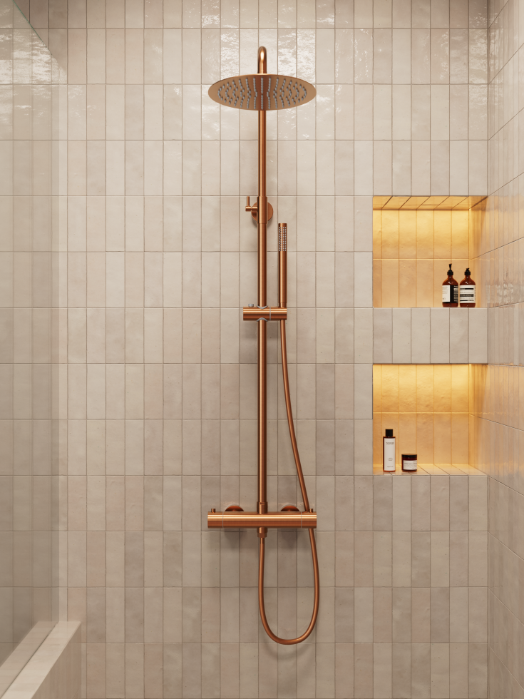 Zen Sanitary duschset, koppar