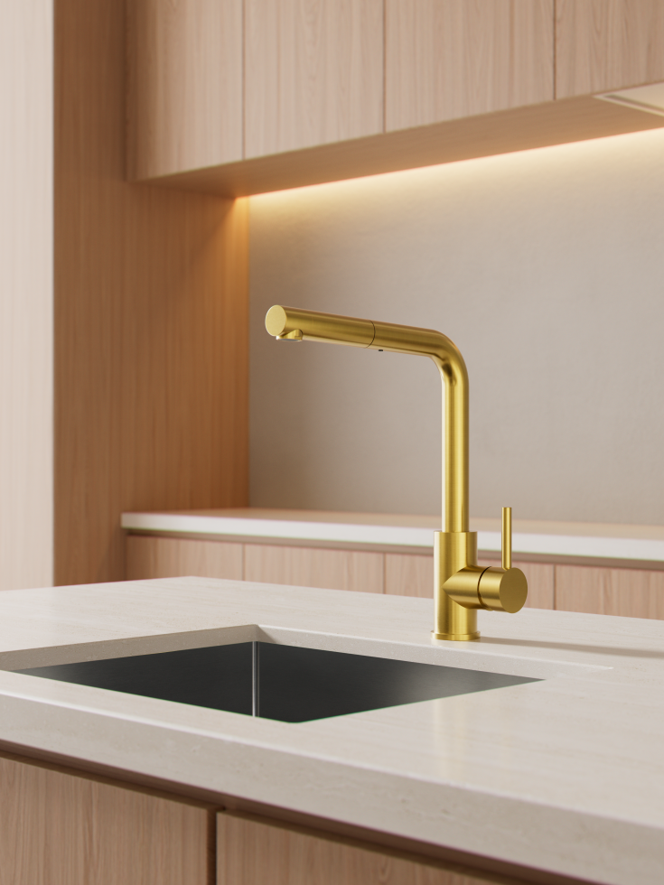 Zen Sanitary køkkenarmatur, udtrækstud, messing